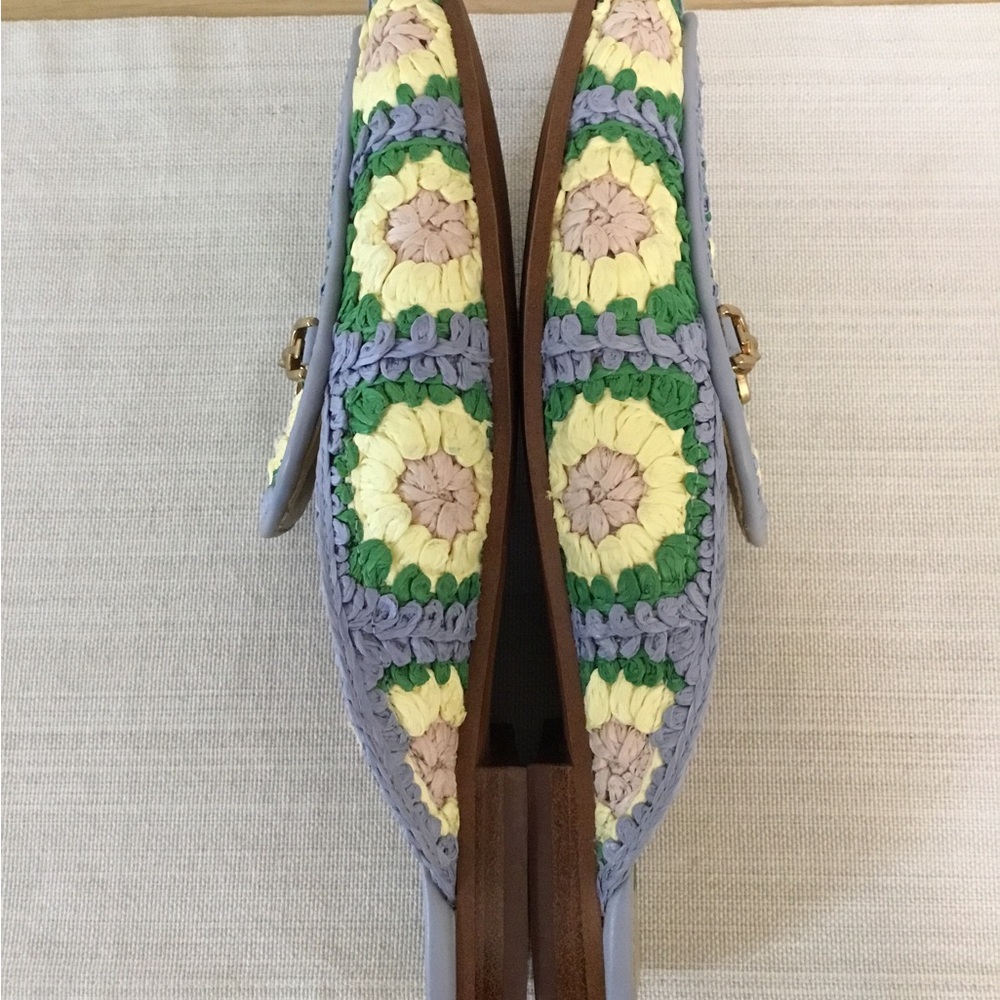 Sam Edelman Linnie Crochet Mule Loafers in Lavender, Pale Green and Cream Sz.9 - Picture 9 of 10